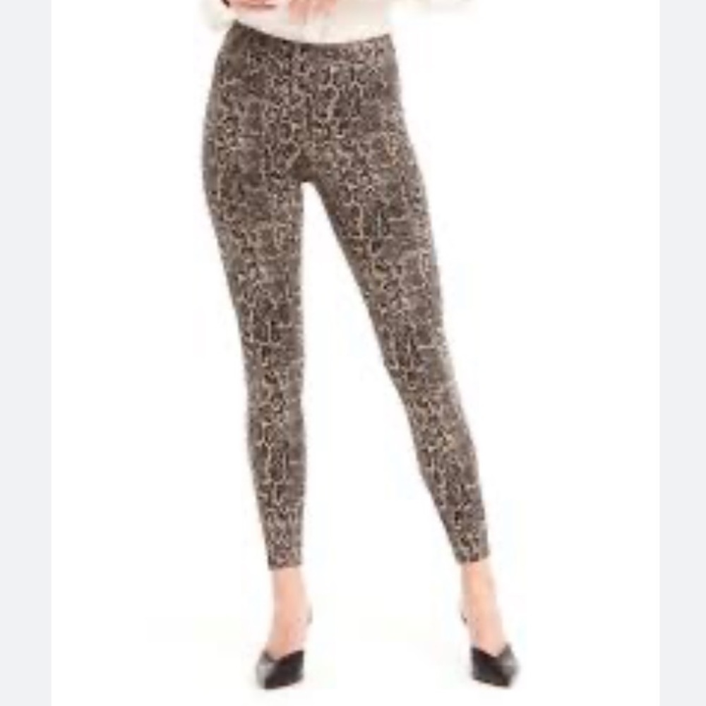 SPANX Jean-ish Snakeskin Pull On Ankle Leggings, Size Large, Taupe